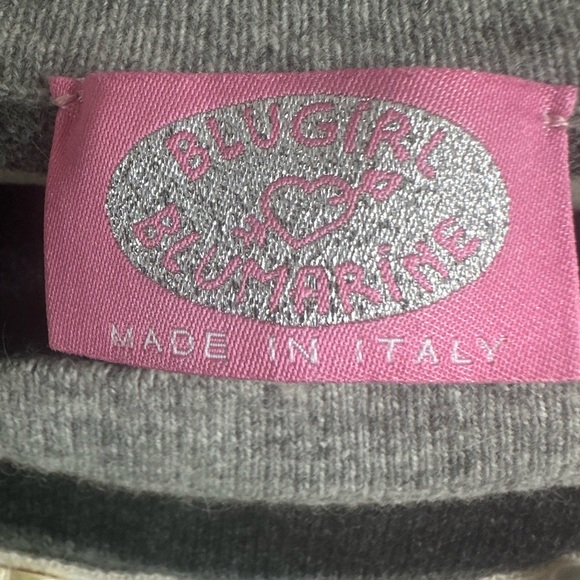 Y2K Blumarine Cashmere Wool Blend Striped  Dress w Embelished Neckline - Picture 10 of 14